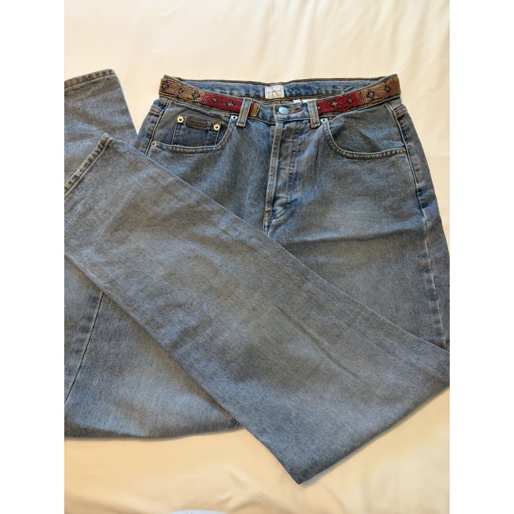 Y2K Calvin Klein Easy Fit Sandblast Jeans Sz 11 Beaded Belt Detail Pockets